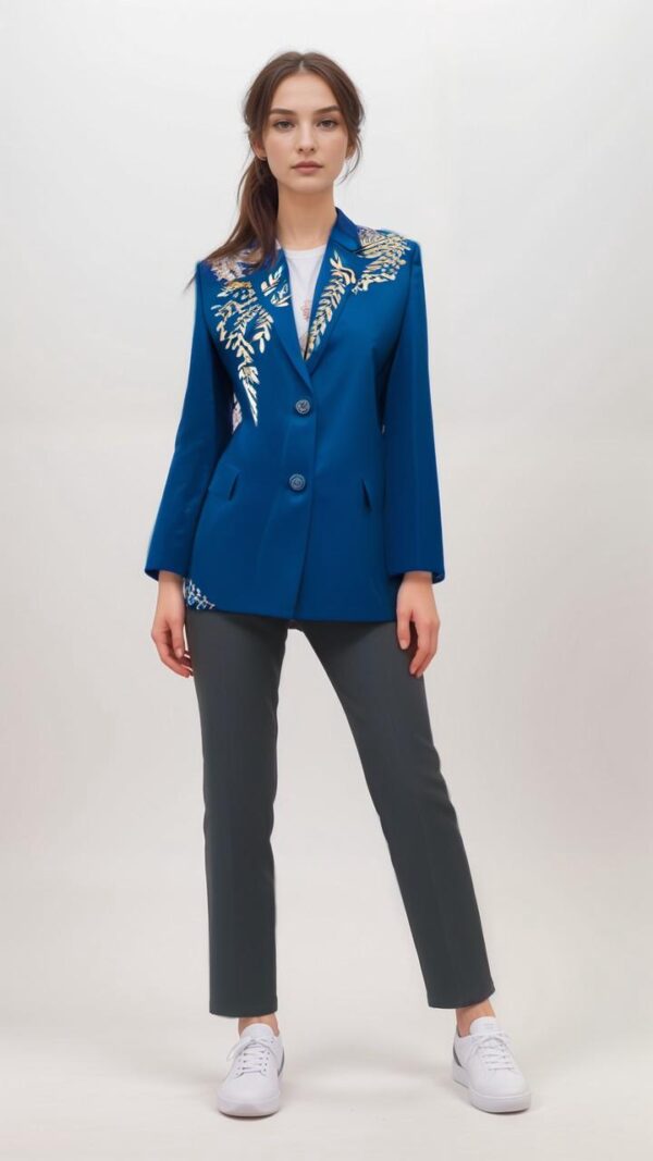 Chic ethinic emb womens blazer